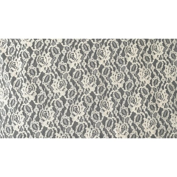 Vintage Lace Tablecloth 67x100 Light Beige Pink Floral Rose Pattern Rectangular - Picture 4 of 6